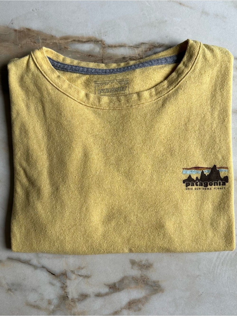 Patagonia Women's S Responsibili-Tee Graphic T-Shirt Yellow Save Our
